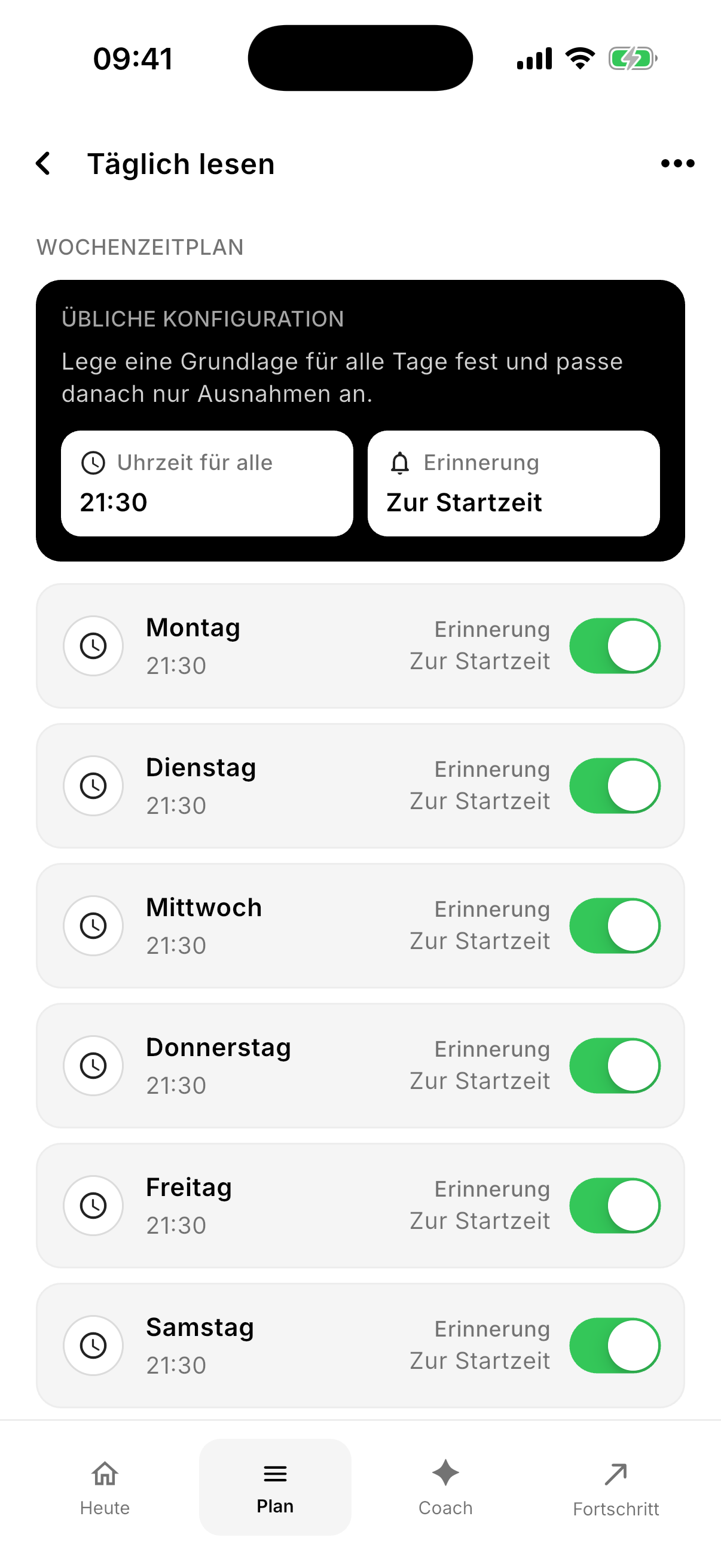 Wochenplanung und Erinnerungen einer Gewohnheit in Northward