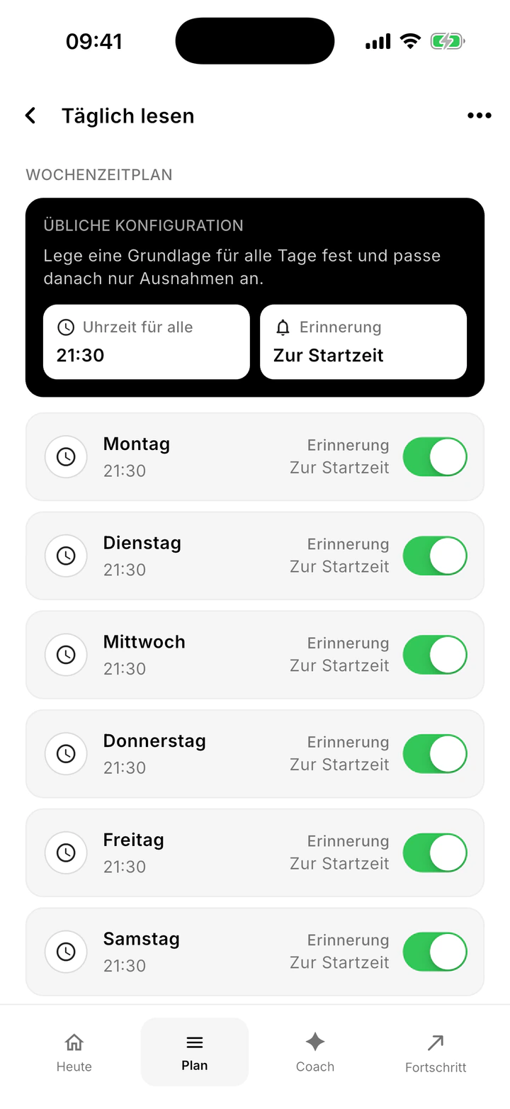 Wochenplanung und Erinnerungen einer Gewohnheit in Northward